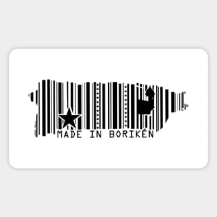 Puerto Rico Map Made in Boriken Symbols Barcode Black Design Magnet